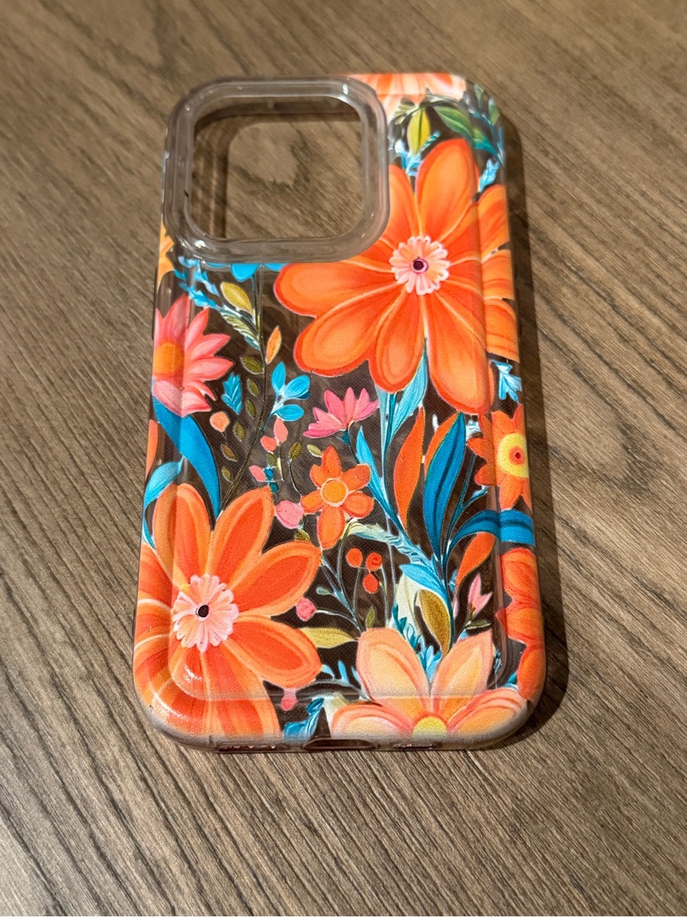 🦋 IPhone 14 PRO clear silicone orange floral phone case 🦋